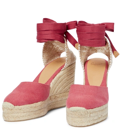 Shop Castaã±er Carina Canvas Espadrille Wedges In Pink