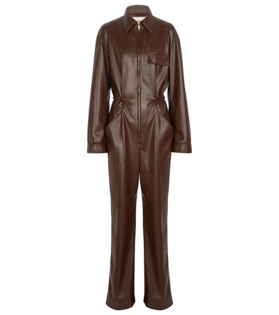 Shop Nanushka Ashton Faux Leather Jumpsuit In Brown