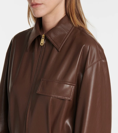 Shop Nanushka Ashton Faux Leather Jumpsuit In Brown