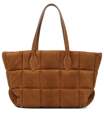 Shop Khaite Florence Suede Tote In Brown