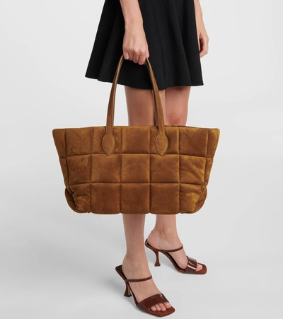 Shop Khaite Florence Suede Tote In Brown