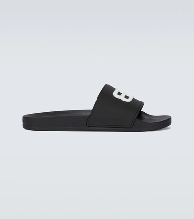 Shop Balenciaga Rubber Pool Slides In Black