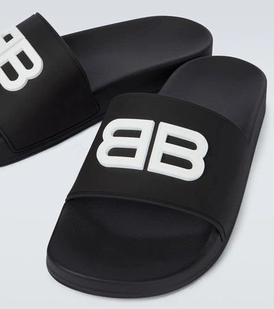 Shop Balenciaga Rubber Pool Slides In Black