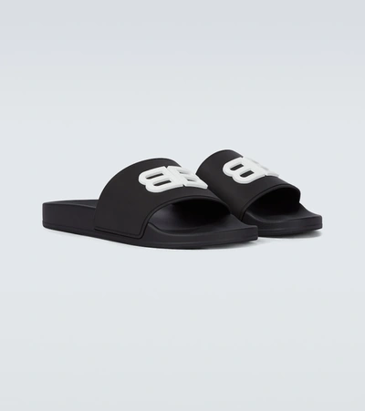 Shop Balenciaga Rubber Pool Slides In Black