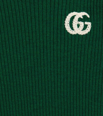 Shop Gucci Gg Ribbed-knit Wool Turtleneck Sweater In Green