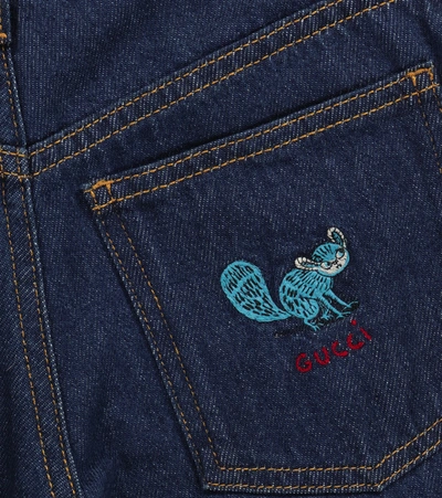Shop Gucci X Freya Hartas Embroidered Jeans In Blue