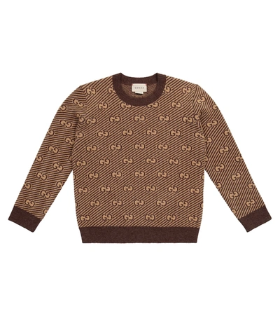 Shop Gucci Gg Wool Sweater In Brown