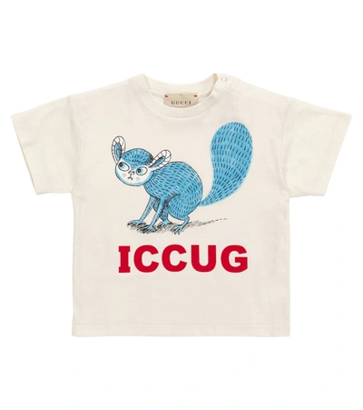 Shop Gucci X Freya Hartas Baby Printed Cotton T-shirt In White