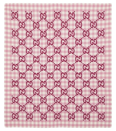 Shop Gucci Baby Gg Wool-blend Blanket In Pink