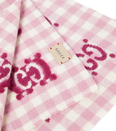 Shop Gucci Baby Gg Wool-blend Blanket In Pink