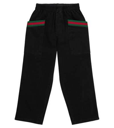 Shop Gucci Denim Sweatpants In Black
