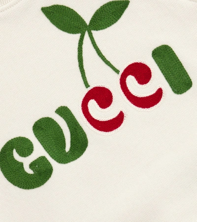Shop Gucci Baby Logo Cotton Sweatshirt In White