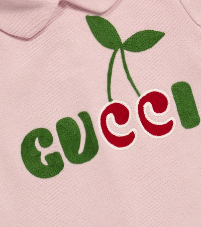 Shop Gucci Baby Logo Cotton Onesie In Pink