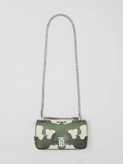 Shop Burberry Small Camouflage Print Cotton Canvas Lola Bag In Multicolour