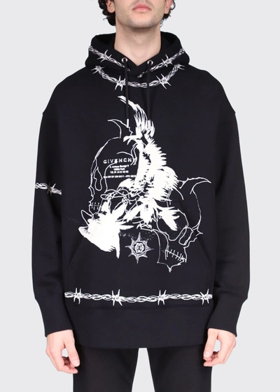 Shop Givenchy Men's Graphic Pullover Hoodie In Black