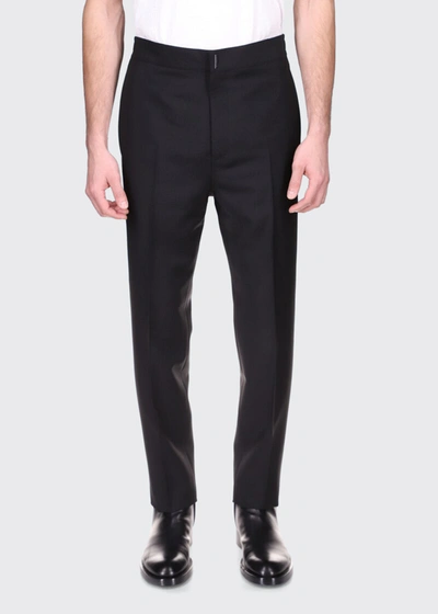 Shop Givenchy Men's Solid Tapered Wool Trousers In Black
