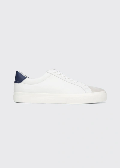 Shop Vince Men's Fulton Mix-leather Low-top Sneakers In White