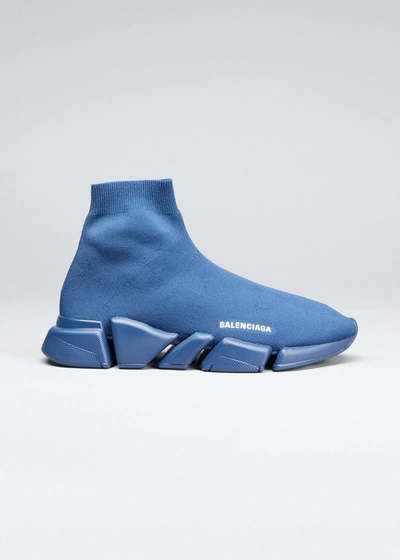 Shop Balenciaga Speed Knit Sock Trainer Sneakers In Navy