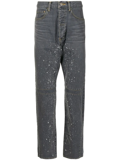 Shop Facetasm Painterly-print Straight-leg Jeans In Grau