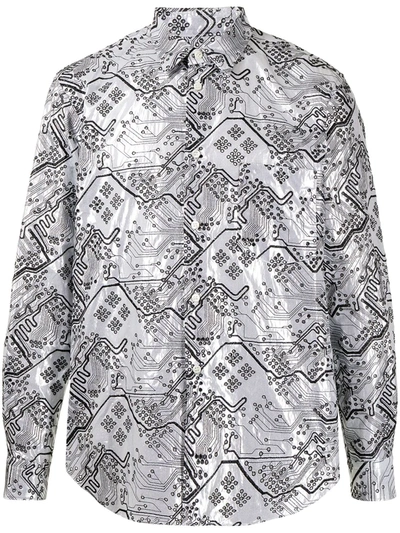 Shop Comme Des Garçons Perforated-detail Cotton Shirt In Silber
