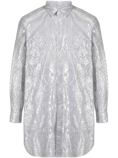 Shop Comme Des Garçons Perforated-detail Long Shirt In Silber