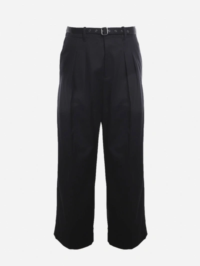 Shop Jw Anderson Wide Leg Trousers Made Of Cotton In Black
