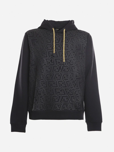 Shop Fendi Cotton Sweatshirt With Fish-eye Ff Motif In Black