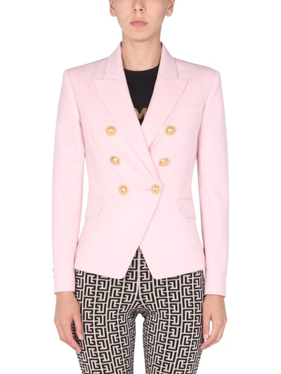 Shop Balmain "balno" Double-breasted Jacket In Pink