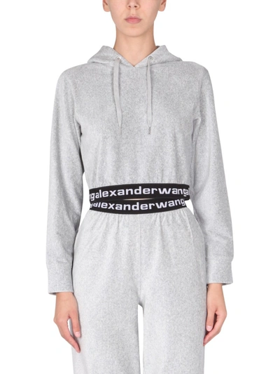 Shop Alexander Wang T Cropped Sweatshirt In Grey