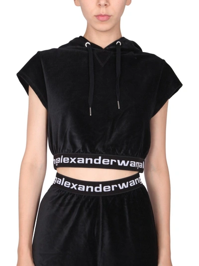 Shop Alexander Wang T Cropped Sweatshirt In Black