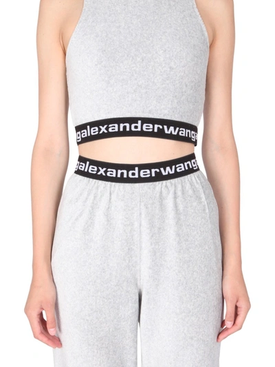 Shop Alexander Wang T Top With Logo In Grey