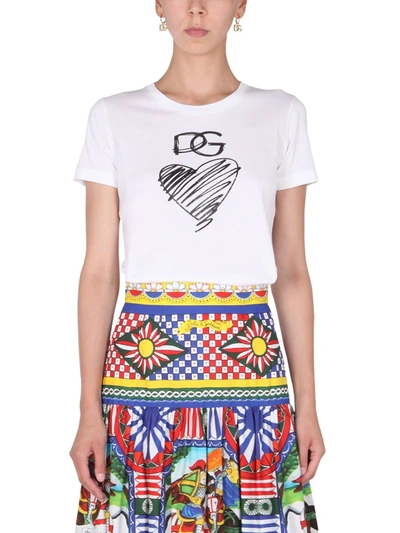 Shop Dolce & Gabbana Crew Neck T-shirt In White