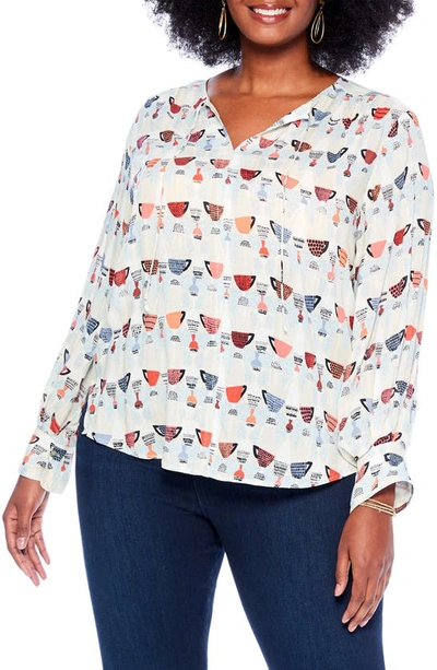 Shop Nic + Zoe Perk Up Tie Neck Blouse In Off White
