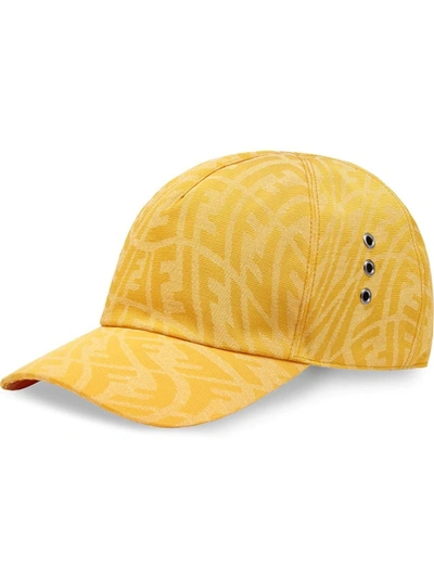 Shop Fendi Ff Print Baseball Cap Yellow