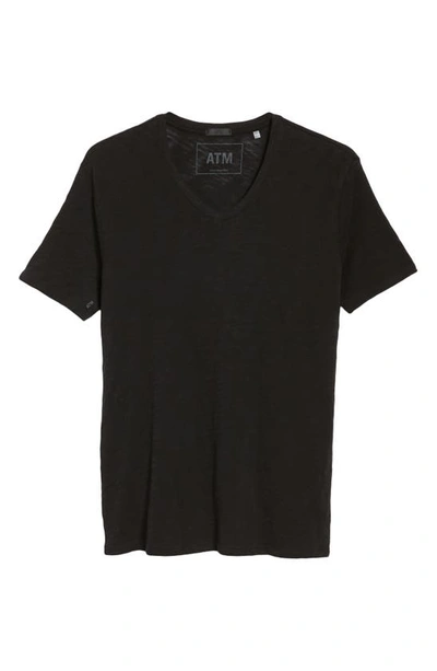 Shop Atm Anthony Thomas Melillo Slub V-neck T-shirt In Black