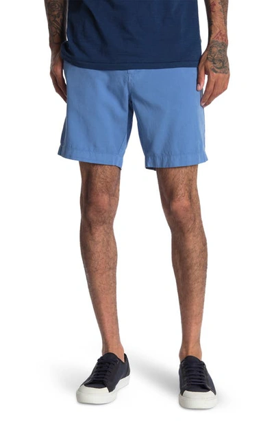 Shop Faherty Cloud Cotton Harbor Flat Front Shorts In Faded Cobalt