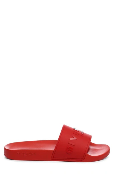 Shop Givenchy Logo Slide Sandal In Red