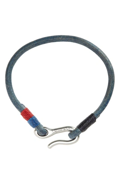 Shop Caputo & Co Leather Cord Bracelet In Blue