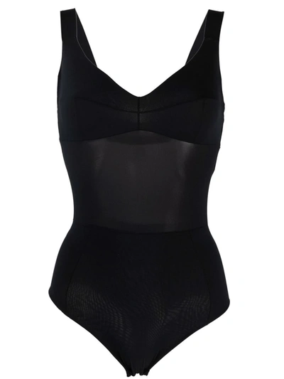 Shop Murmur Slim-cut Panelled Bodysuit In Black