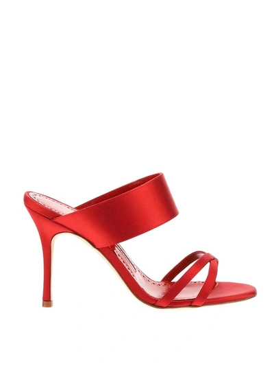Shop Manolo Blahnik Gueypla Strapped Sandals In Red