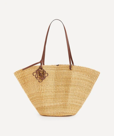 Shop Loewe Shell Basket Bag In Natural/pecan