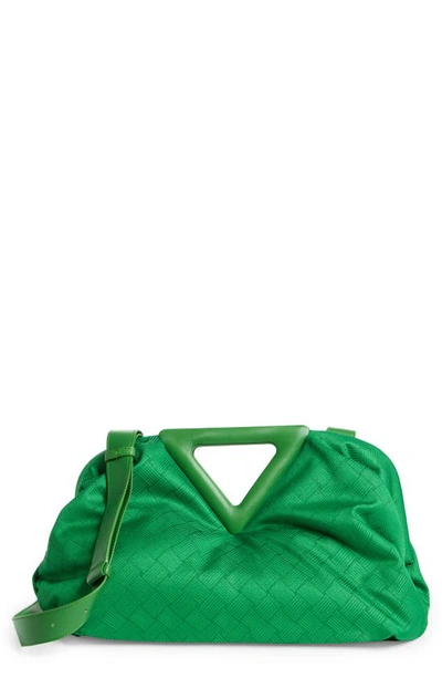 Shop Bottega Veneta Point Jacquard Shoulder Bag In Parakeet/ Lawn-silver