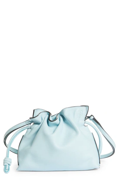 Shop Loewe Mini Flamenco Leather Clutch In Crystal Blue