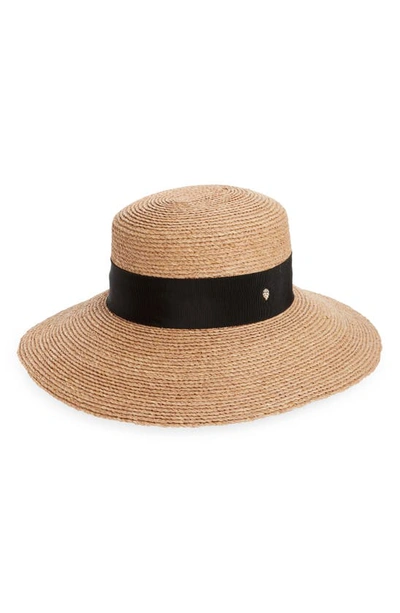 Shop Helen Kaminski Newport Raffia Straw Hat In Nougat/ Midnight