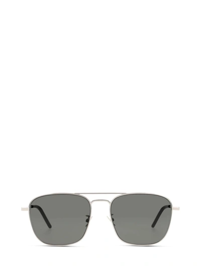 Shop Saint Laurent Eyewear Aviator Sunglasses In Silver
