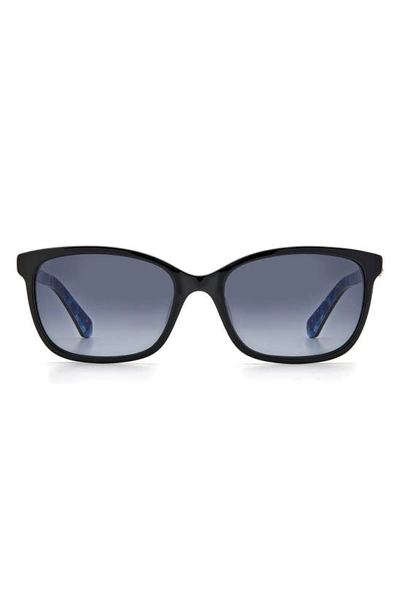 Shop Kate Spade Saturday Tabitha 53mm Gradient Polarized Rectangular Sunglasses In Black / Grey Shaded