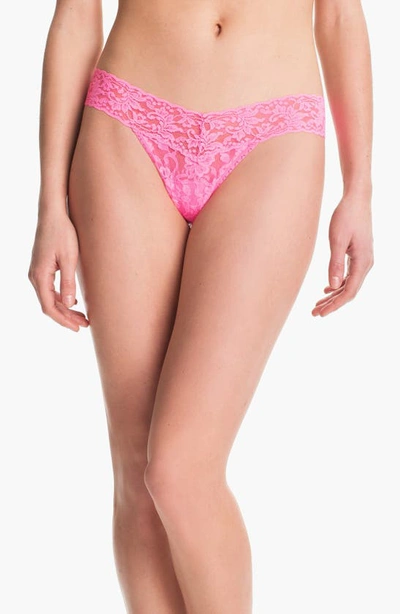 Shop Hanky Panky Signature Lace Low Rise Thong In Glo Pink