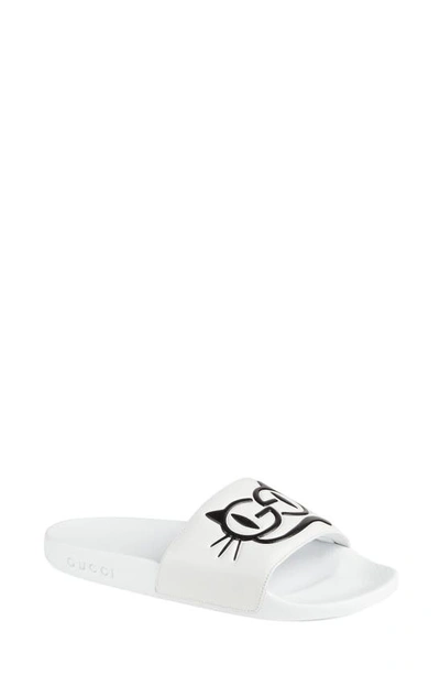 Shop Gucci Pursuit Logo Slide Sandal In Great White