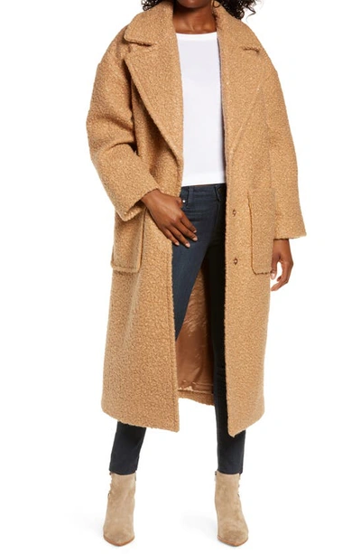 Shop Ugg Hattie Long Faux Fur Coat In Camel