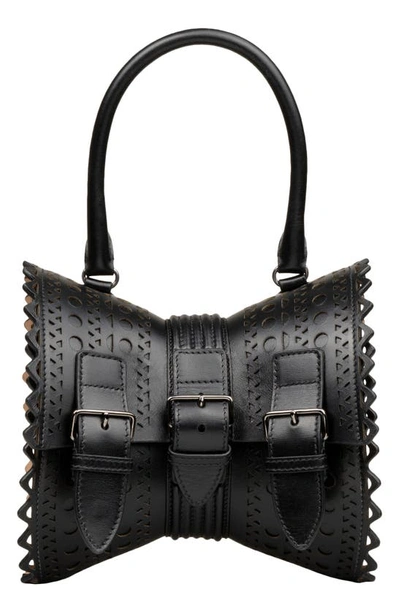 Shop Alaïa Vienne Edition 1992 Corset Leather Top Handle Bag In Noir